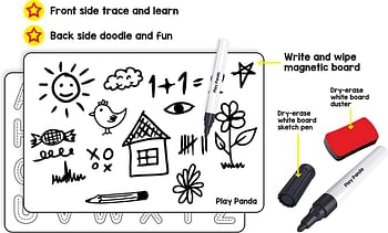 Play Panda Magnetic Learn To Write Numbers - Includes Write And Wipe Magnetic Board, 30 Number Magnets, Dry Erase Sketch Pen And Duster - Simplify Teaching And Learning, Yellow