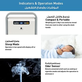 باناسونيك منقي هواء، تنقية نانو، فلتر مركب ومزيل للروائح الكريهة، تغطية 20 متر مربع / 215 قدم مربع، F PXJ30M، ابيض،