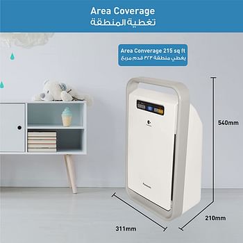 Panasonic Air Purifier, Nanoe purification, Composite & deodorizing filter, 20 m² / 215 ft² coverage, F PXJ30M, WHITE"Min