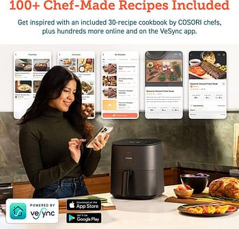 COSORI Air Fryer 4.7L, 9-in-1 Compact Air Fryers Oven, Max 230℃ Setting, 30 Recipes Cookbook, Digital Temperd Glass Display, Quiet, 4 Portions, 1500W