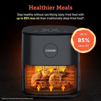 COSORI Air Fryer 4.7L, 9-in-1 Compact Air Fryers Oven, Max 230℃ Setting, 30 Recipes Cookbook, Digital Temperd Glass Display, Quiet, 4 Portions, 1500W