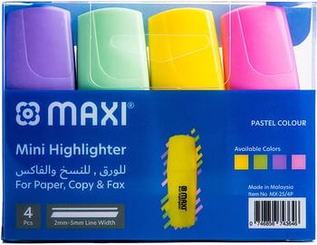 Maxi Pastel Mini Highlighter Wallet Of 4, 25/4P