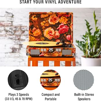 Crosley Cruiser Plus Bluetooth In Out 3-Speed Portable Turntable Floral