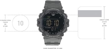 Casio Watch Youth Digital,Inverted Dial,Wide face,Resin Band Grey - AE-1500WH-8BVDF
