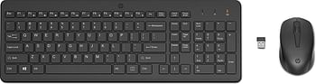 HP 330 Wireless Black Keyboard and Mouse Set with Numeric Keypad, 2.4GHz Wireless Connection and 1600 DPI, USB Receiver, LED Indicators, Black(2V9E6AA)