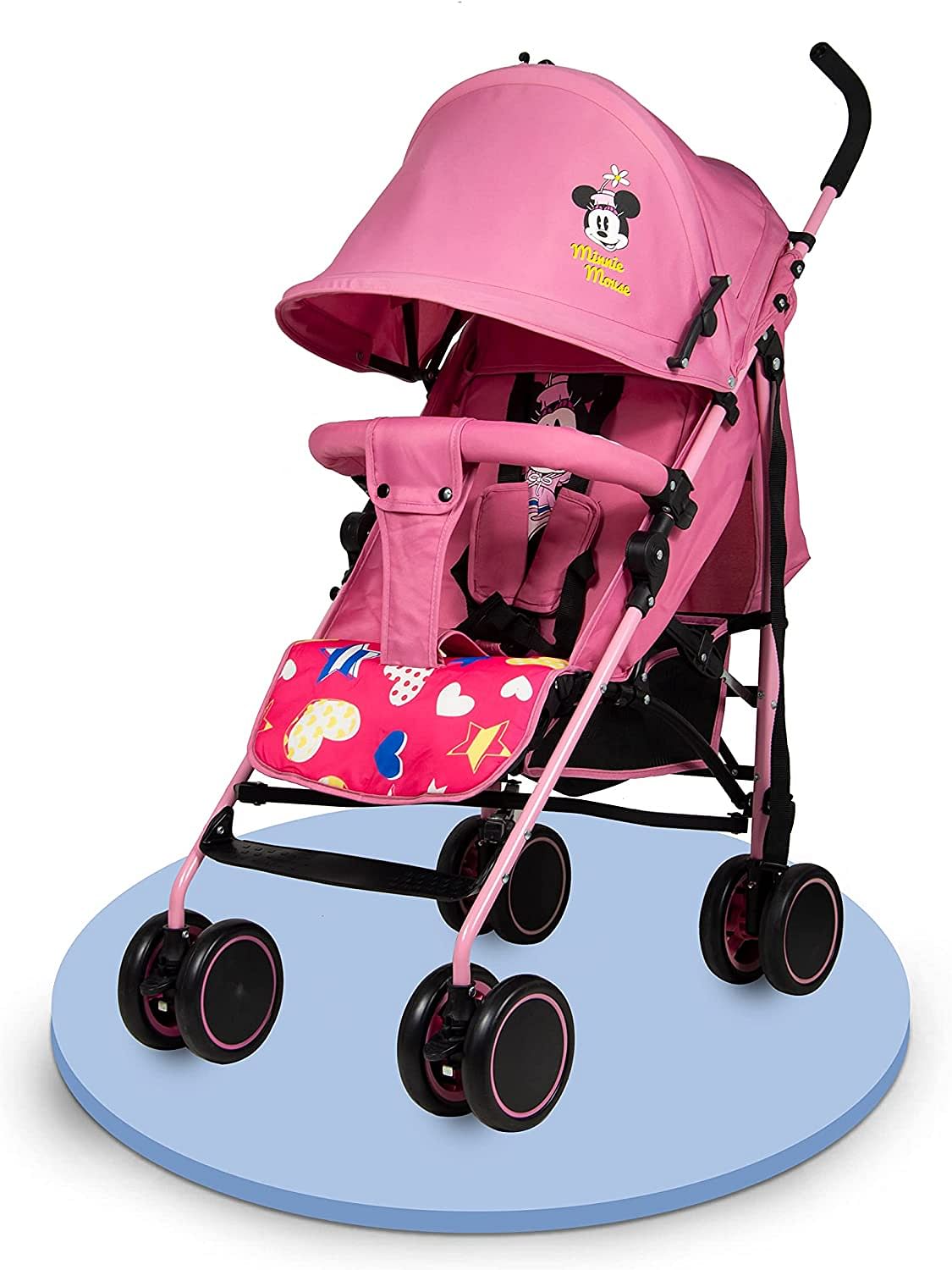 Disney Minnie Mouse Lightweight Adventure Stroller Storage Cabin 0 36 Months Compact Design Shoulder Strap Adjustable Reclining Seat And More Pink