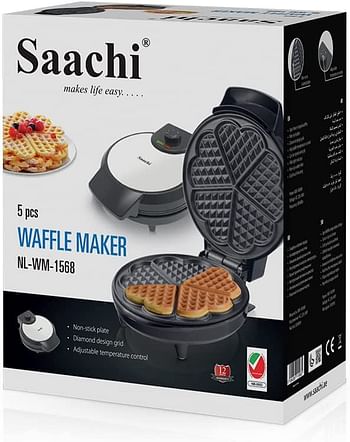 Saachi 5Pc Heart Shape Waffle Maker NL-WM-1568