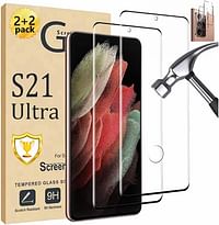 Galaxy S21 Ultra Screen Protector 【2+2 Pack】Camera Lens Protector [ 3D Glass ] Compatible Fingerprint Easy Installation Tempered Glass Screen Protector for Samsung Galaxy S21 Ultra 5G