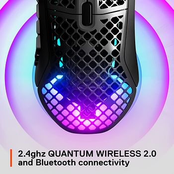 Steelseries Aerox 9 Wireless Gaming MoUSe Ultra Lightweight Mmo/Moba 89G 18 Programmable Buttons Bluetooth/2.4 Ghz Ip54 Water Resistant 180 Hr Battery, Black