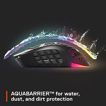 Steelseries Aerox 9 Wireless Gaming MoUSe Ultra Lightweight Mmo/Moba 89G 18 Programmable Buttons Bluetooth/2.4 Ghz Ip54 Water Resistant 180 Hr Battery, Black