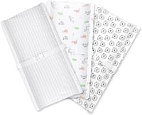 Moon Organic Changing Pad Cover. Washable. Soft Material. Slit For Safety Strap. Elastic Fit. Pack Of 3. Changing Mat Cover, 100% Organic Cotton Changing Pad Liner.Bear, Grey Strips & Forest 0M+.