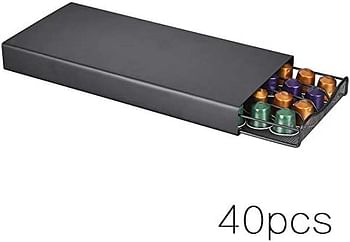 1CHASE®️ 40 Nespresso Coffee Capsule Holder With Drawer- Black, For Home ,Kitchen, Office and Counter Organizer