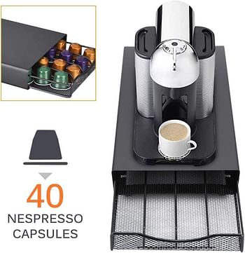 1CHASE®️ 40 Nespresso Coffee Capsule Holder With Drawer- Black, For Home ,Kitchen, Office and Counter Organizer