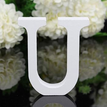 حرف U مزخرف خشبي على شكل حرف U لتزيين غرفة نوم الأطفال، طول 18 سم، أبيض (الحرف U)