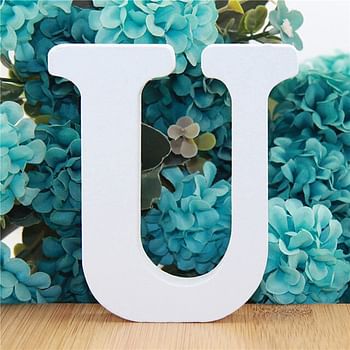 حرف U مزخرف خشبي على شكل حرف U لتزيين غرفة نوم الأطفال، طول 18 سم، أبيض (الحرف U)