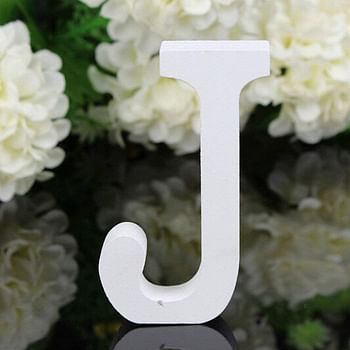 Rosymoment Alphabet J Wooden Decorative Wall Letter for Children's Bedroom Decor, 18 cm Length, White (Letter J)