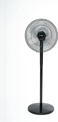 KHIND SF1663G Pedestal Stand Fan, 2-in-1 Convertible big n small Fan, 5 Leaf Blade, 3 Speed Push Button with Adjustable Vertical Head - Black, 16-inch