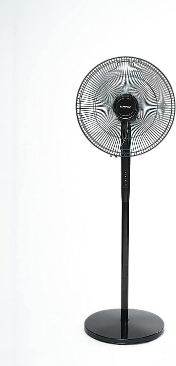 KHIND SF1663G Pedestal Stand Fan, 2-in-1 Convertible big n small Fan, 5 Leaf Blade, 3 Speed Push Button with Adjustable Vertical Head - Black, 16-inch