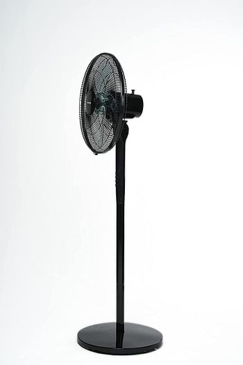 KHIND SF1663G Pedestal Stand Fan, 2-in-1 Convertible big n small Fan, 5 Leaf Blade, 3 Speed Push Button with Adjustable Vertical Head - Black, 16-inch