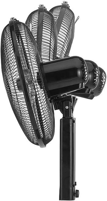 KHIND SF1663G Pedestal Stand Fan, 2-in-1 Convertible big n small Fan, 5 Leaf Blade, 3 Speed Push Button with Adjustable Vertical Head - Black, 16-inch