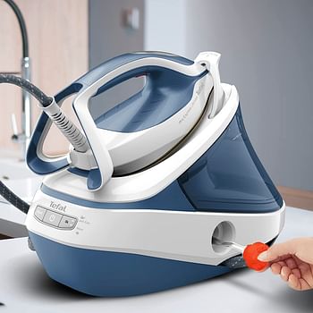 Tefal Pro Express Ultimate II, Steam Station, 1.2 L, 2700 Watts, Durilium Airglide Soleplate, Anti scale, Auto off, Blue & White, GV9710M0,
