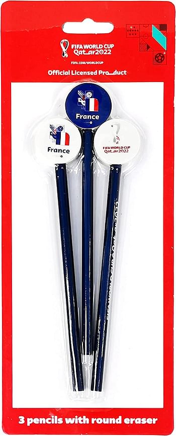 FIFA 2022 Country Pencils with Round Eraser, 3 pcs/pack, France, 12462