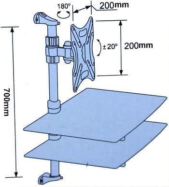 LEO.STAR LCD/LED Wall Bracket For 12 Inch To 37 LCD TV With DVD & Receiver Stand, 20 Degree Up And Down Tilt 180 Rotation