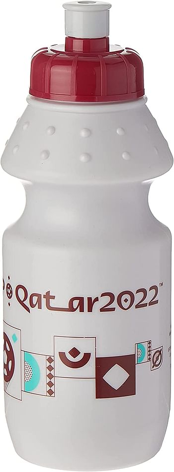 فيفا زجاجة مياه رياضية من البولي ايثيلين عالي الكثافة مطبوع عليها رسومات كأس العالم قطر 2022 سعة 350 مل - ابيض