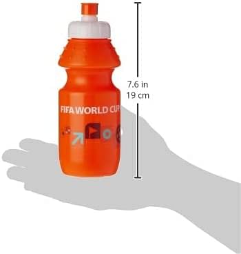 فيفا زجاجة مياه رياضية من البولي ايثيلين عالي الكثافة مطبوع عليها رسومات كأس العالم قطر 2022، 350 مل، برتقالي