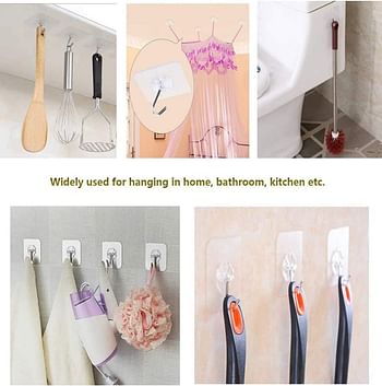 SKY-TOUCH Adhesive Wall Hooks 20 Pcs, Transparent Strong Suction Hooks For Home Kitchen and Bathroom, Heavy Duty Nail Free Sticky Hangers with Hooks Utility Towel Bath Ceiling Hooks, Transparent