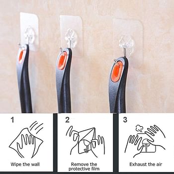 SKY-TOUCH Adhesive Wall Hooks 20 Pcs, Transparent Strong Suction Hooks For Home Kitchen and Bathroom, Heavy Duty Nail Free Sticky Hangers with Hooks Utility Towel Bath Ceiling Hooks, Transparent