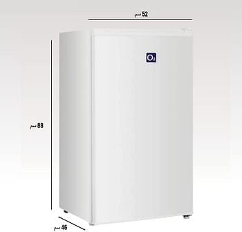 O2 Single Door Refrigerator, 3.2 Cu. Feet (90 Liter) Capacity, White, OBD-90W