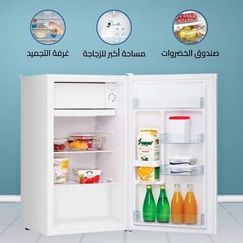 O2 Single Door Refrigerator, 3.2 Cu. Feet (90 Liter) Capacity, White, OBD-90W