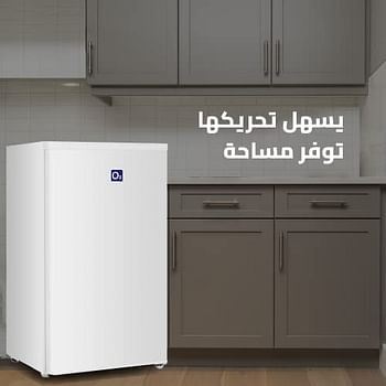 O2 Single Door Refrigerator, 3.2 Cu. Feet (90 Liter) Capacity, White, OBD-90W