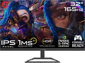 GAMEON GOP32QHD165 32" QHD, 165Hz, 1ms (2560x1440) 2K Flat IPS Gaming Monitor With G-Sync & FreeSync - Black (HDMI 2.1 Console Compatible)