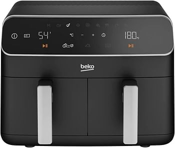 Beko Air Fryer FRL 5388B 8.5Litre Capacity (4.25 + 4.25), 2400W, Wide Touch Screen, 9 Functions Including Defrost, Reheat, Dehydrate, Air Broil, Bake, Roast, Rotisserie, Grill.