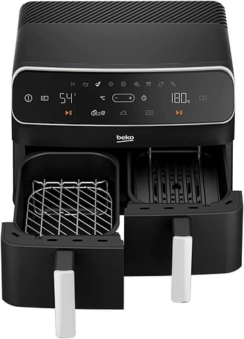 Beko Air Fryer FRL 5388B 8.5Litre Capacity (4.25 + 4.25), 2400W, Wide Touch Screen, 9 Functions Including Defrost, Reheat, Dehydrate, Air Broil, Bake, Roast, Rotisserie, Grill.