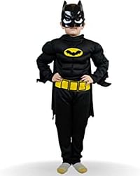 FITTO Batman costume play set for kids: Bat Costume for kids, Avengers Costume, Super Heroes Costume for Kids, Kids Costumes for Boys, Pretend play, clothing with pants, Mask and accessories, Large…