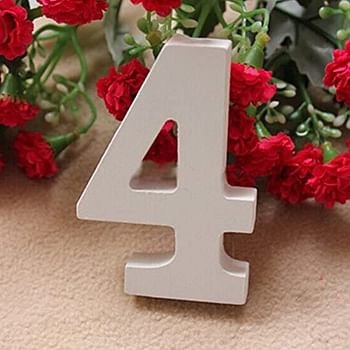 Rosymoment Wooden Number 4 Marquee for Party and Wedding Decor, 8 cm Length, Warm White (Number 4)