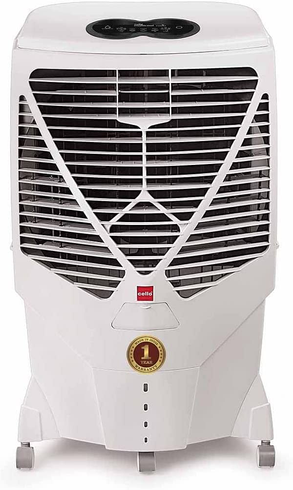cello- multicool+ Evaporative Air Cooler with Remote control, 60L, 210W, HoneyComb cooling pad White colour