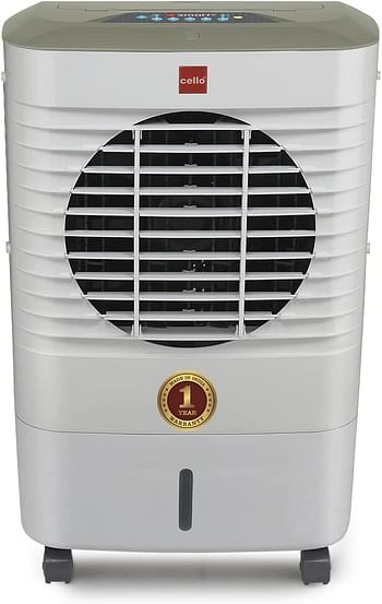 cello smart 30+ Evaporative Air Cooler with Remote control, 30L, 190W, HoneyComb cooling pad, White gray