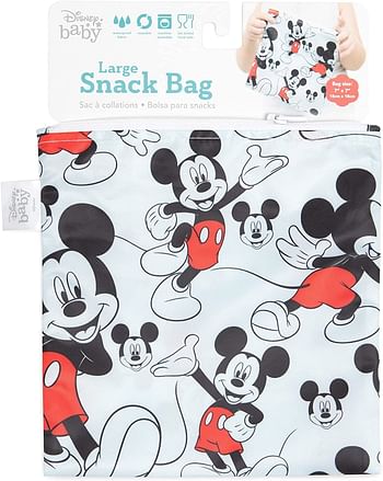 Bumkins Disney Snack Bag, REUsable, Washable, Mickey Mouse