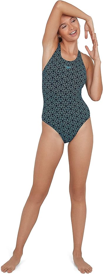 Speedo Women's Boomstar Allover Muscleback 1 Piece Swimsuit - pack of 1 - 10 - Navy