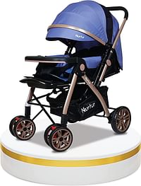 Nurtur Wilder Baby/Kids Travel Stroller 0 3 years, Storage Basket, Detachable Food Tray, 5 Point Safety Harness, Adjustable Backrest, Reversible Handle, Light Blue Official Nurtur Product,
