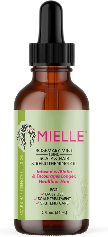 MIELLE - ROSEMARY MINT, SCALP & HAIR OIL, INFUSED W/BIOTIN & ENCOURGES GROWTH, FOR DAILY USE, SCALP TREATMENT, SPLIT END CARE & SCALP & STRENGTHENING OIL