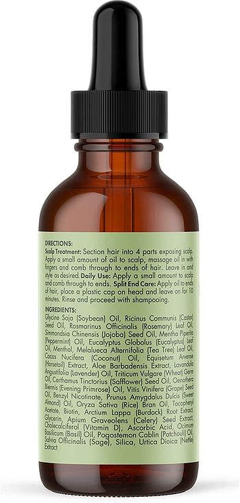 MIELLE - ROSEMARY MINT, SCALP & HAIR OIL, INFUSED W/BIOTIN & ENCOURGES GROWTH, FOR DAILY USE, SCALP TREATMENT, SPLIT END CARE & SCALP & STRENGTHENING OIL