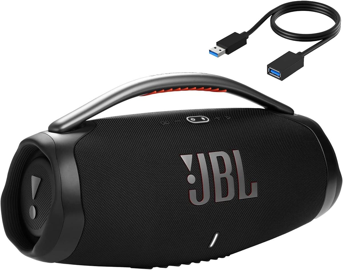JBL Boombox 3 Wireless Bluetooth Streaming Portable Speaker, Black - IP67 Dustproof and Waterproof, up to 24 Hours of Play Time - WEPGPY USB Extension Cable