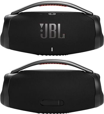 JBL مكبر صوت محمول لاسلكي بلوتوث من بومبوكس 3، اسود - IP67 مقاوم للغبار والماء حتى 24 ساعة من وقت التشغيل - كيبل وصلة USB من ويبجي بي واي