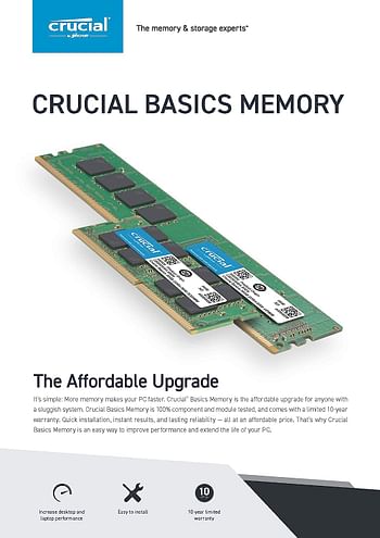 CRUCIAL 8GB 2666 MHz CL19 PC4-21300 UDIMM Desktop Memory - CB8GU2666