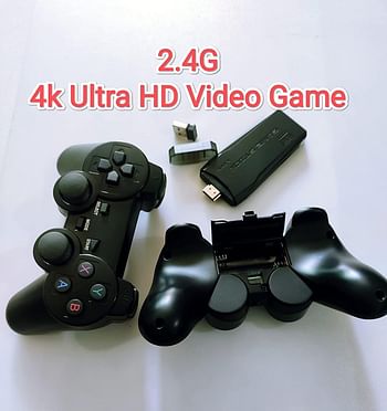 جهاز تشغيل العاب الفيديو الرقمية ريترو اللاسلكي، عصا العاب فيديو مدمجة في اكثر من 10000 لعبة، 9 محاكيات كلاسيكية، مخرج HDMI عالي الدقة 4K للتلفزيون مع وحدات تحكم لاسلكية مزدوجة 2.4G (64G)